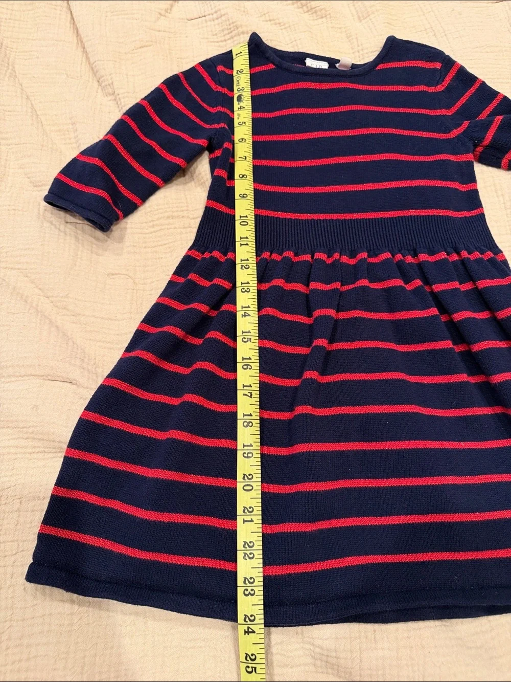GAP Navy and Red Striped Knit Dress Girls Size 6-7